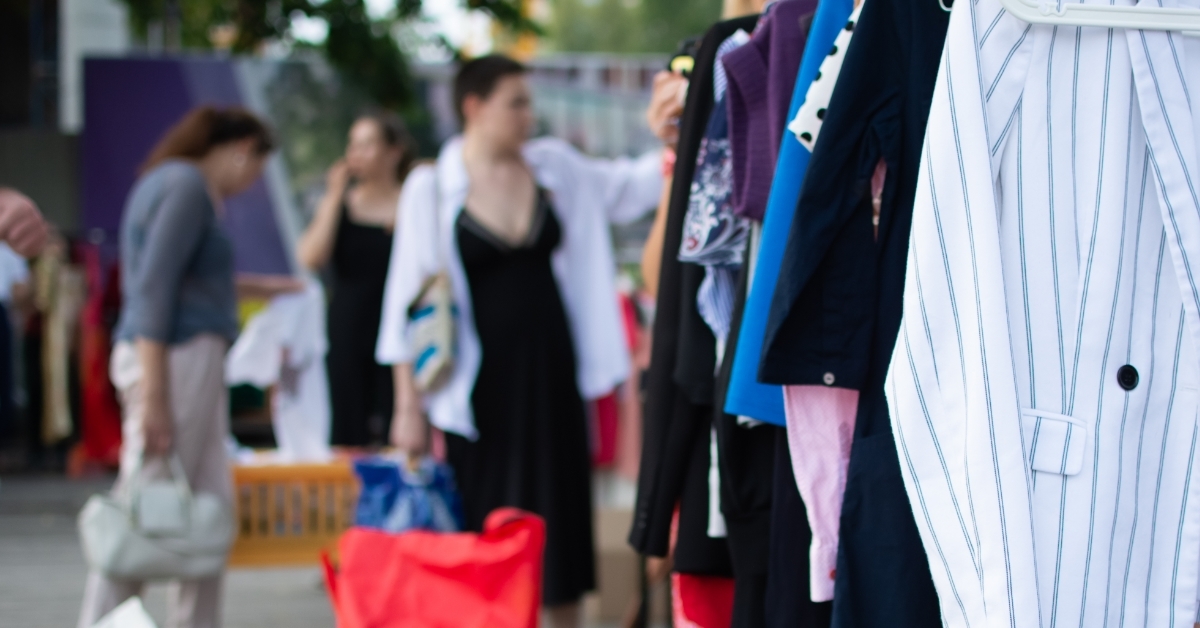 second hand clothes at garage sale