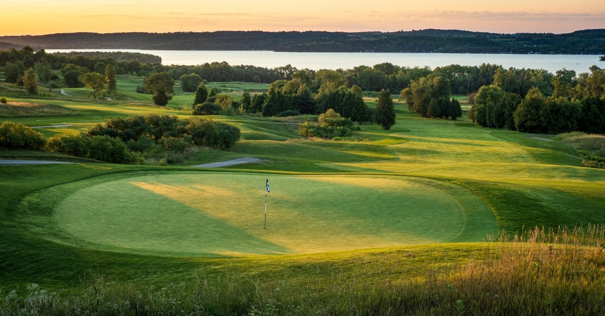 sunrise over golf course
