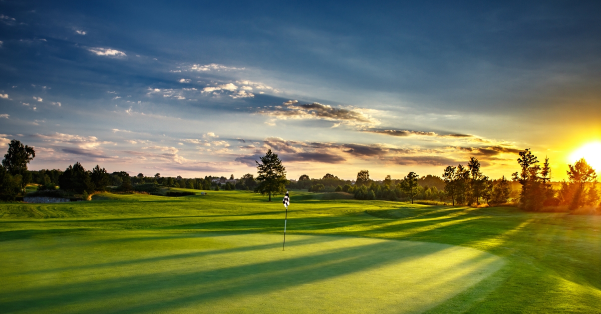 sunset at golf course