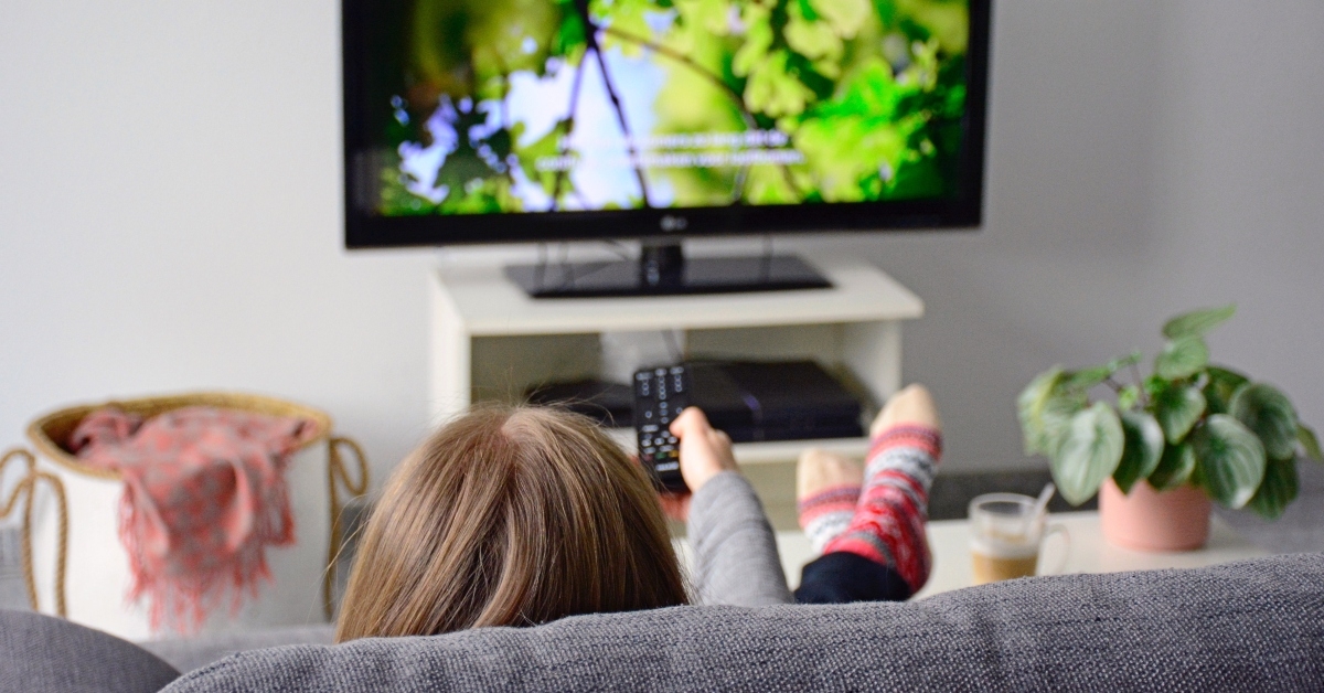 woman watching television