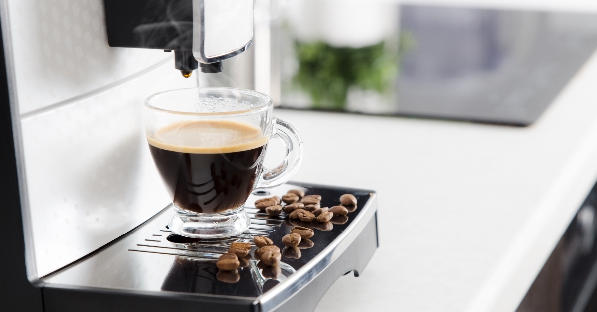 coffee machine with espresso cup.