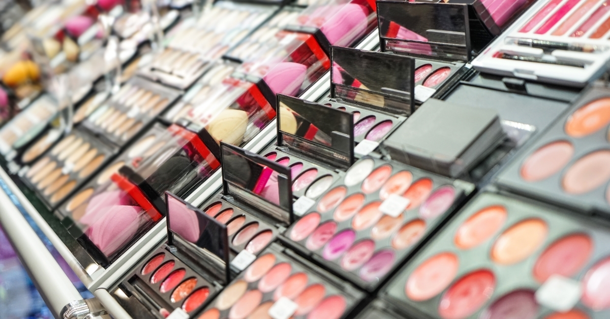 Different cosmetics in modern shop