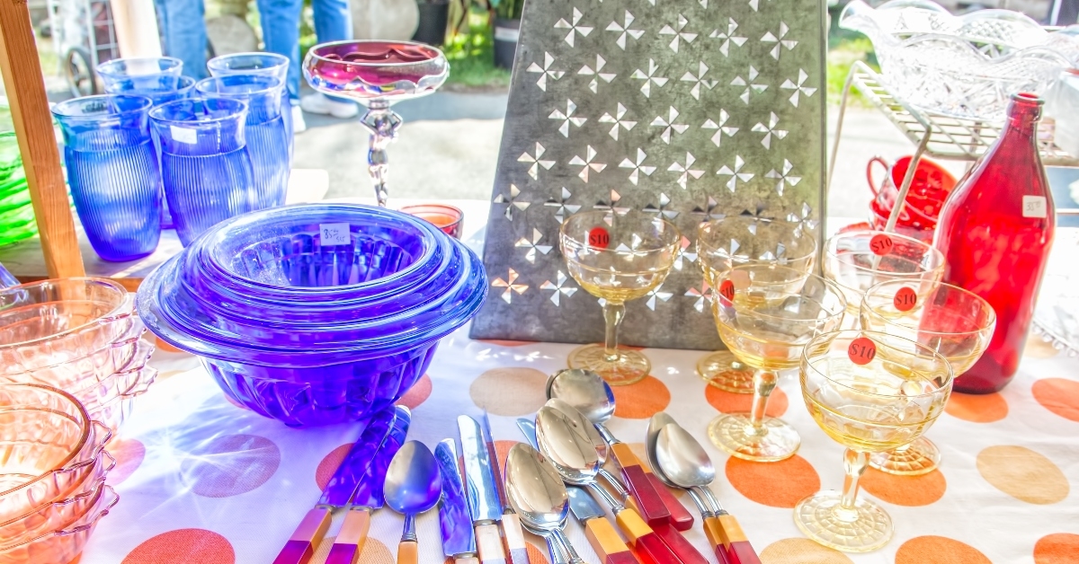 vintage glassware and cutlery