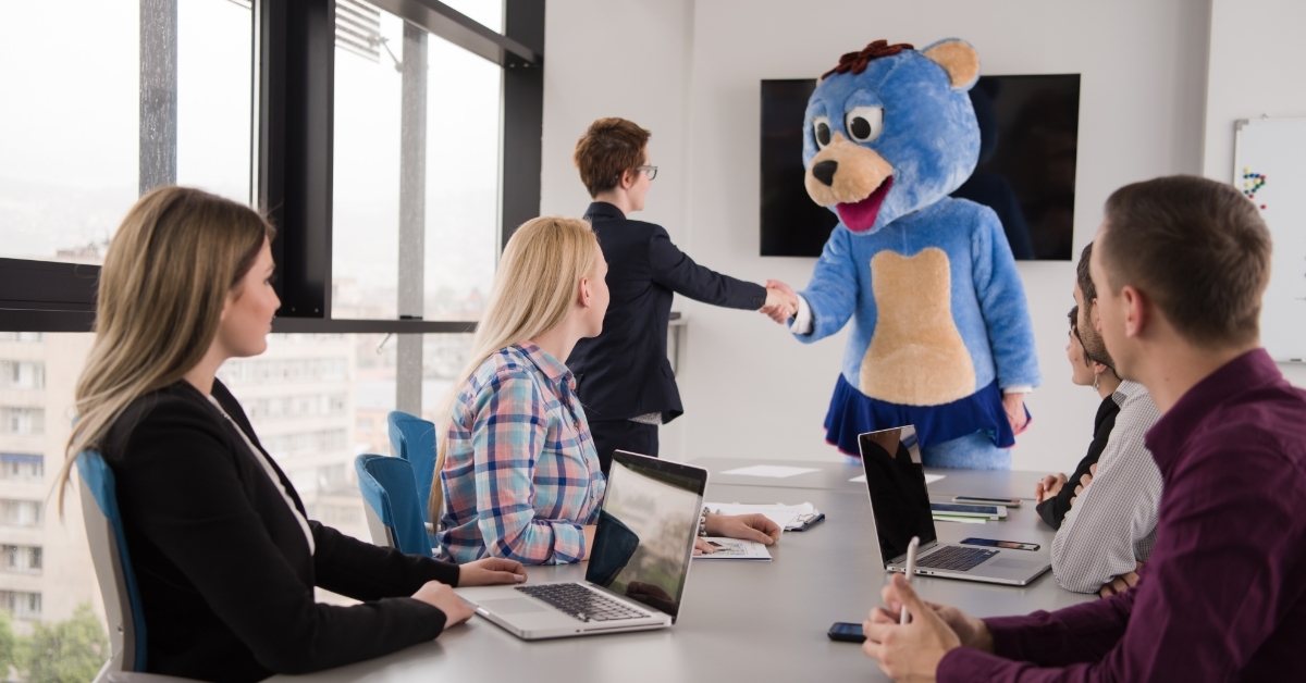 boss dressed as bear at work