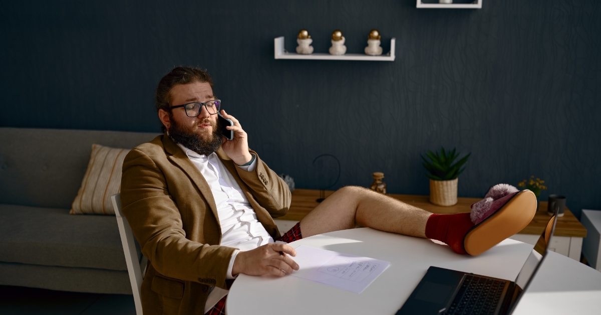 business Man in jacket using phone