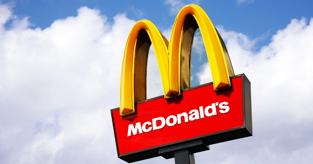 McDonalds logo on blue sky background