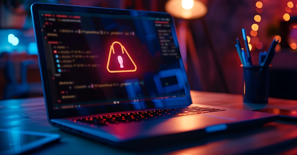 malware alert popup on laptop screen