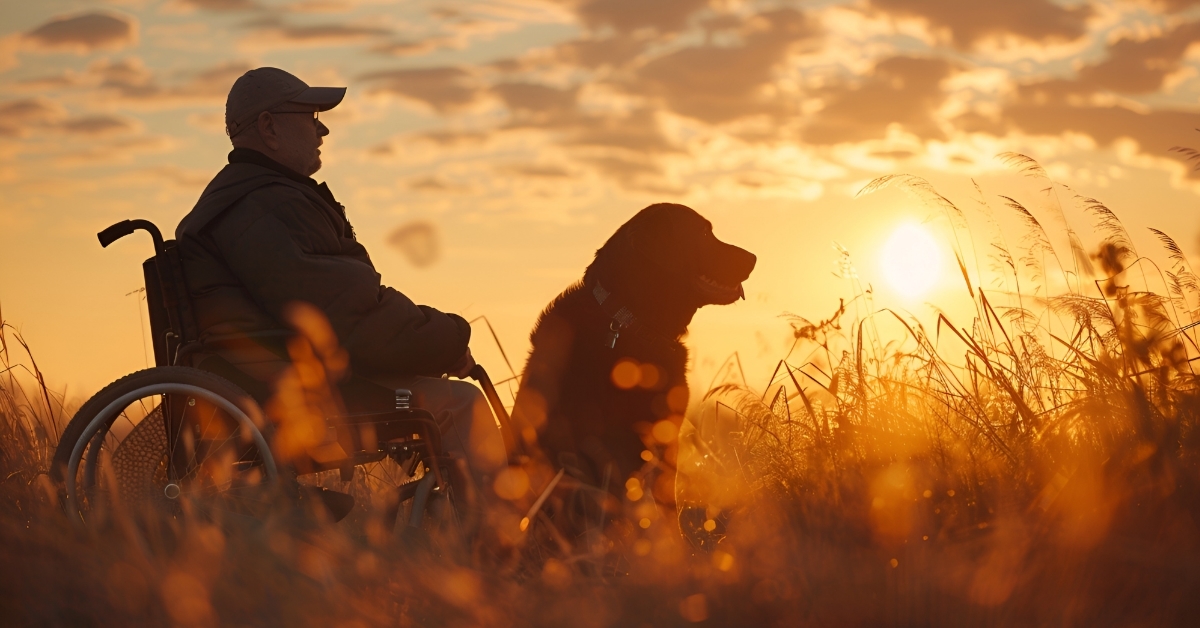 Man in wheelchair with dog