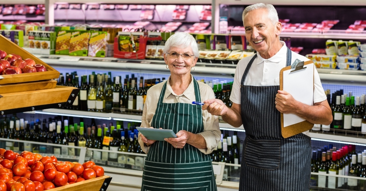 smiling senior workers