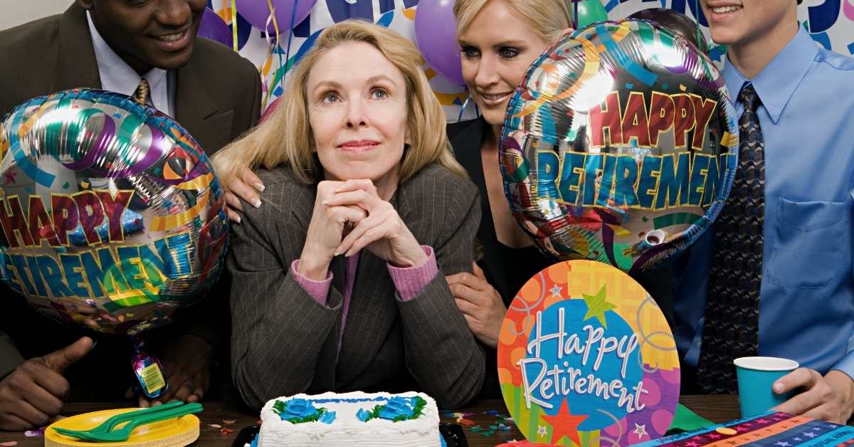 senior woman at retirement party