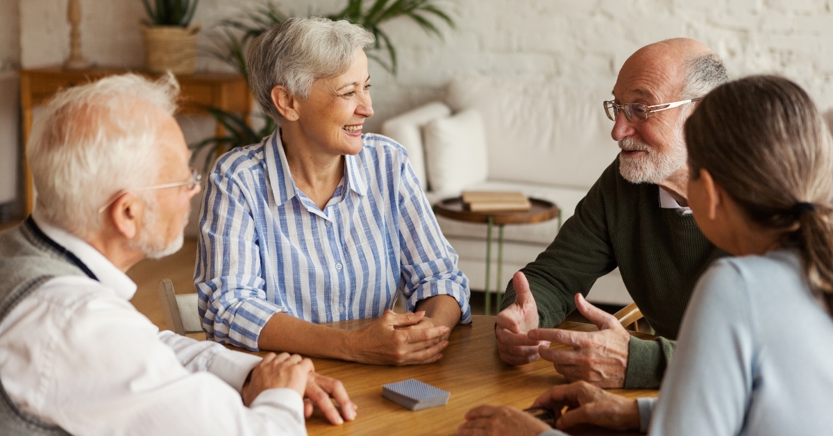 cheerful senior friends
