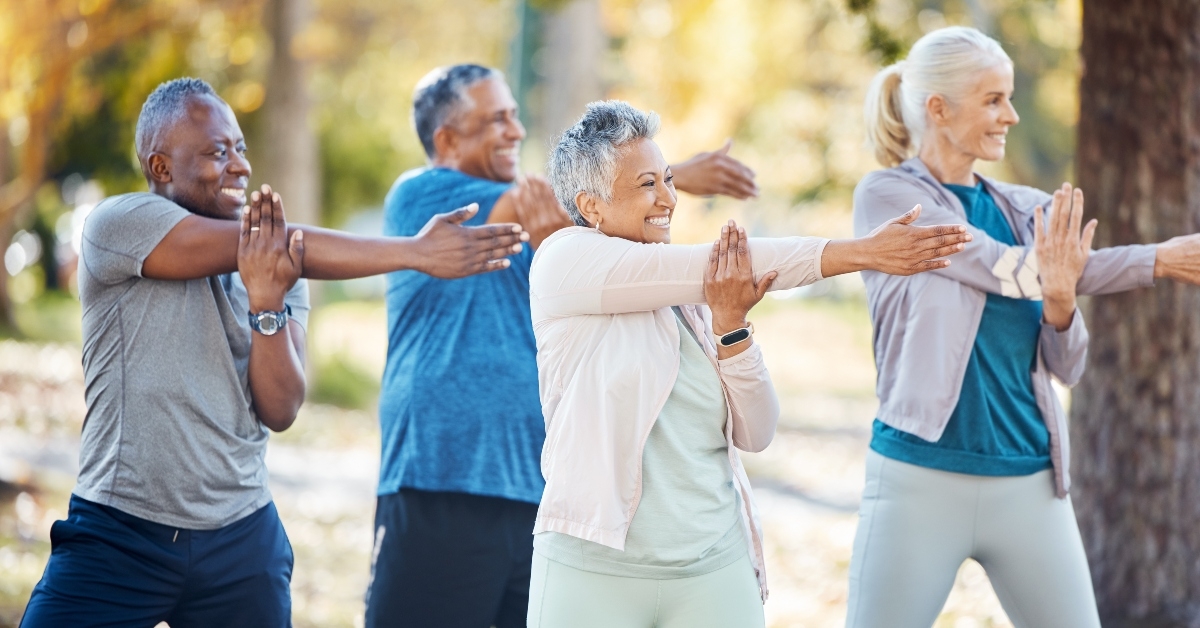 senior people stretching