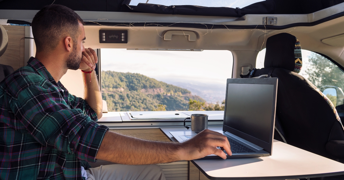 man working on his laptop