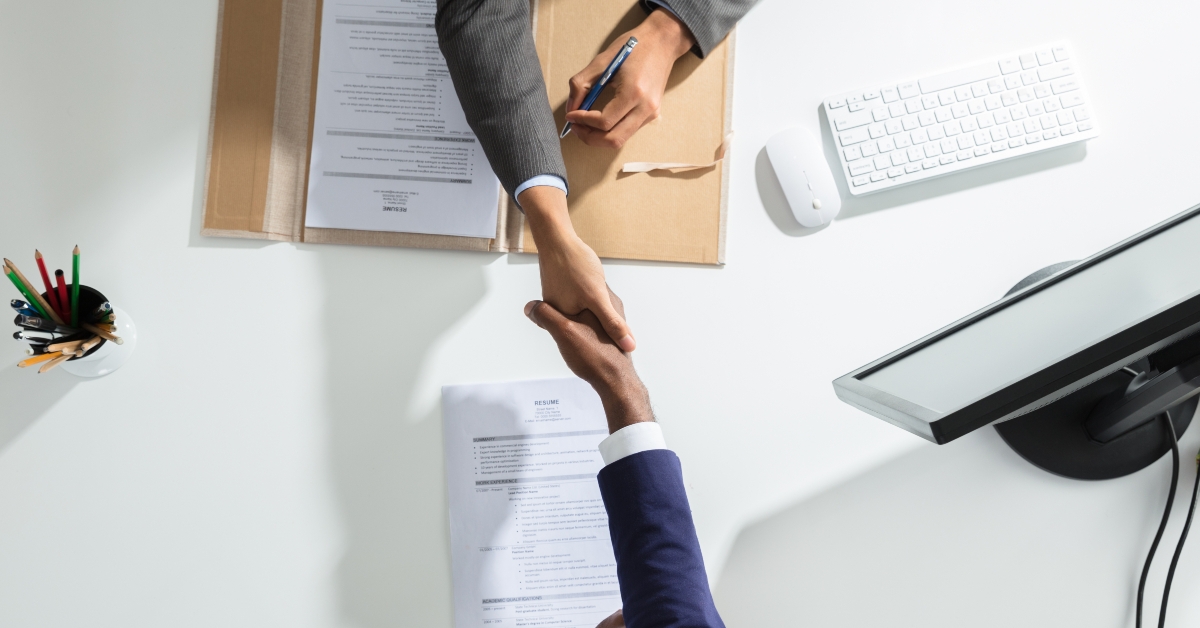 shaking hand with candidate