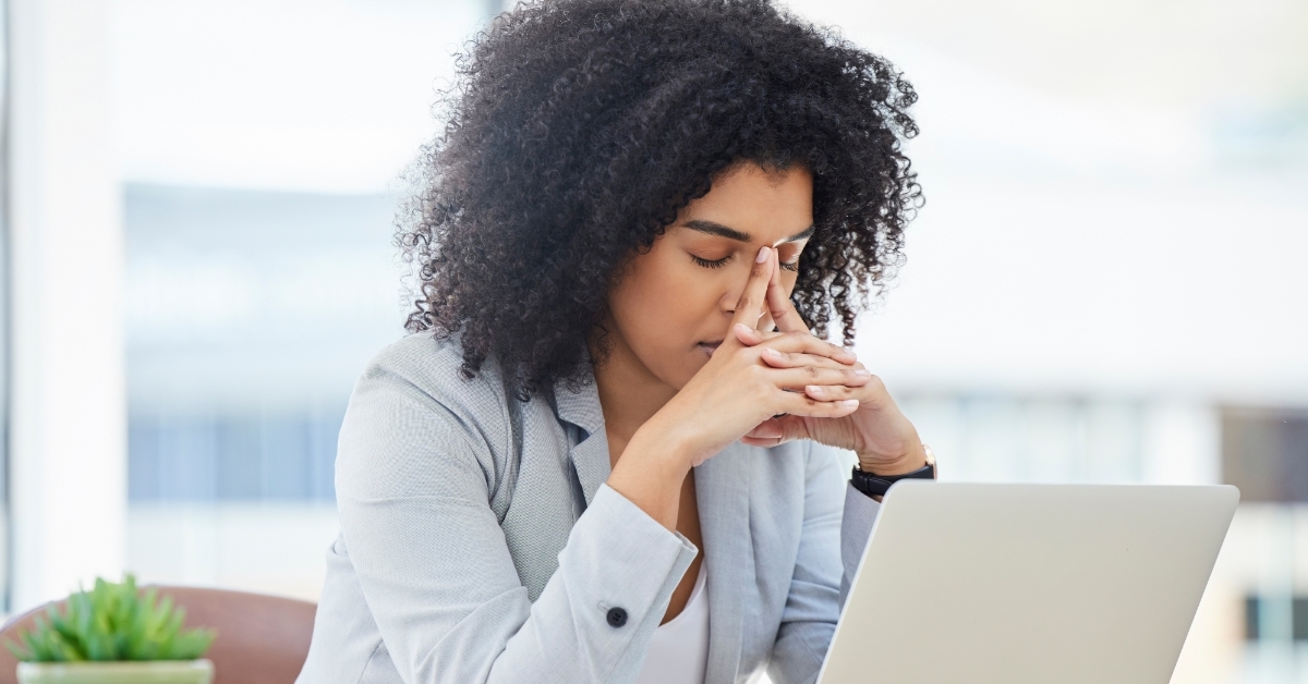 stressed african american business woman