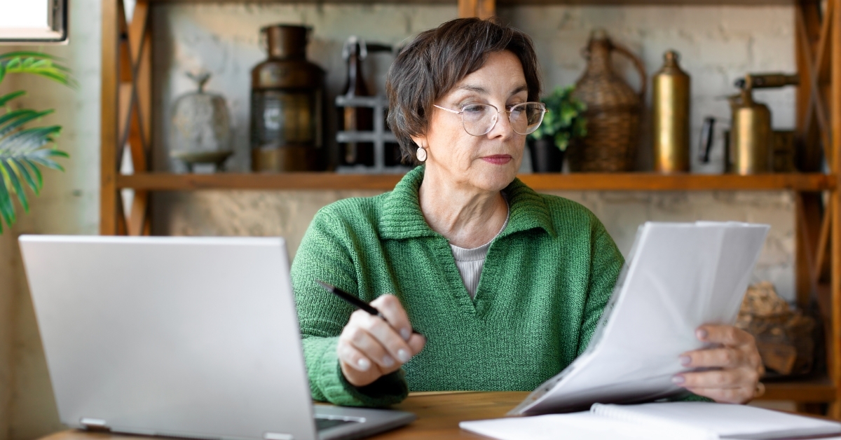 senior woman working from home