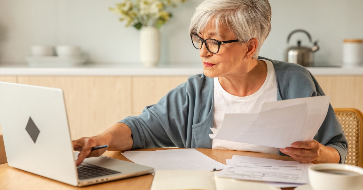 woman reviewing bills