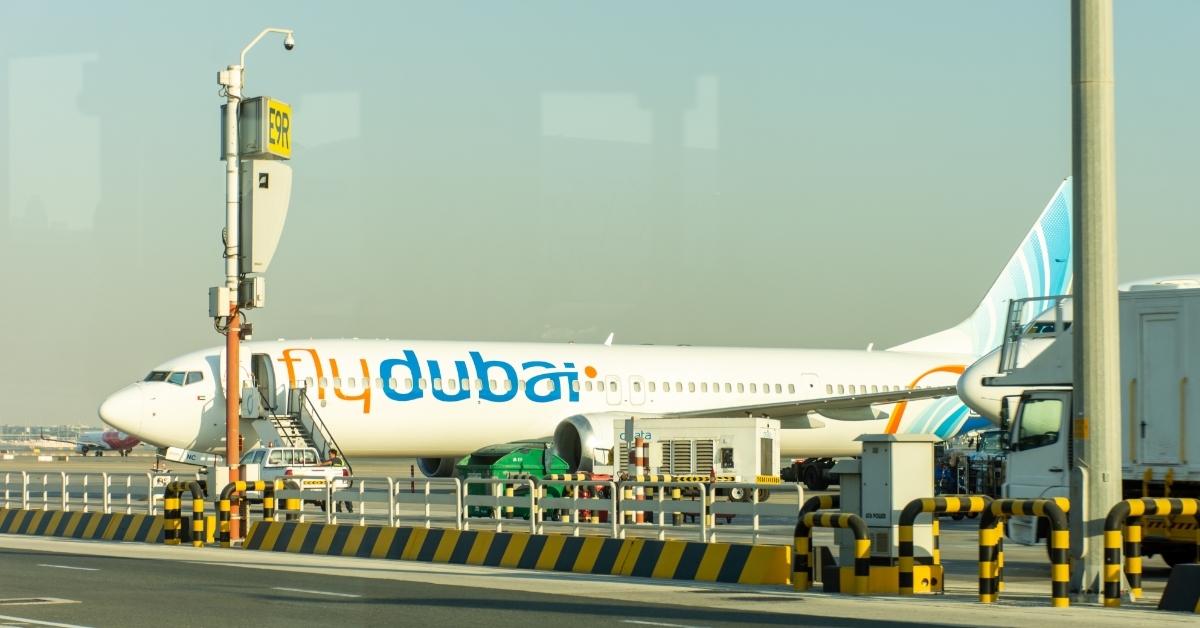 fly Dubai aircraft at Dubai International Airport 