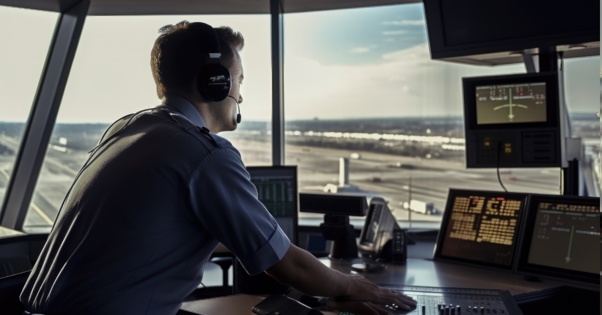 air traffic controller at control tower