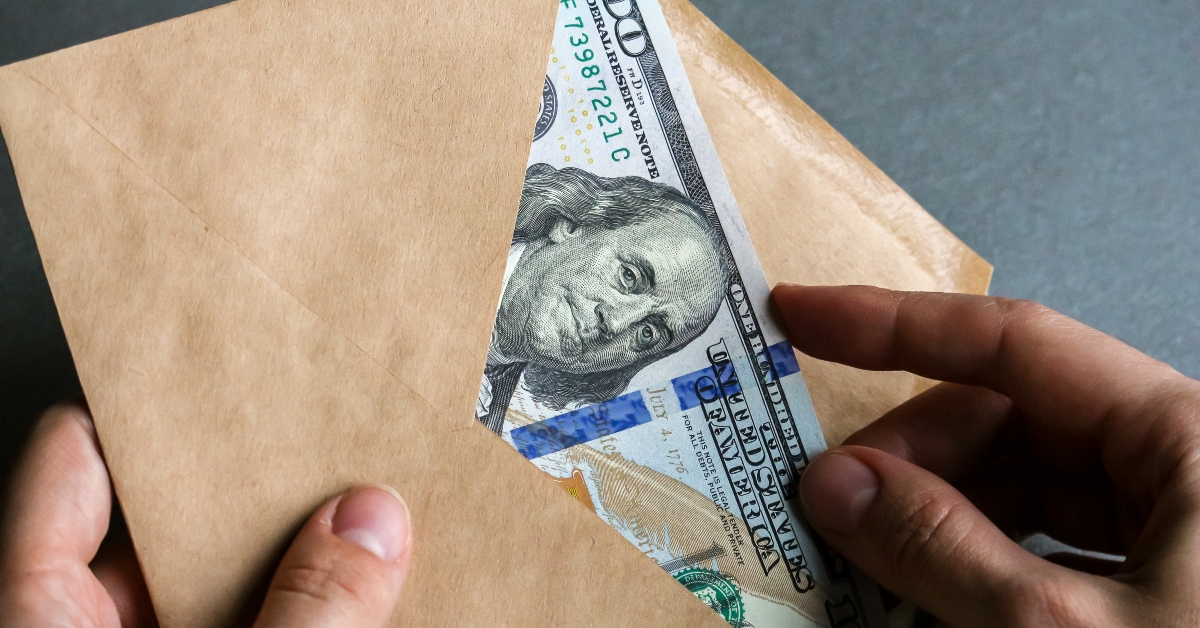 envelope with dollar banknotes