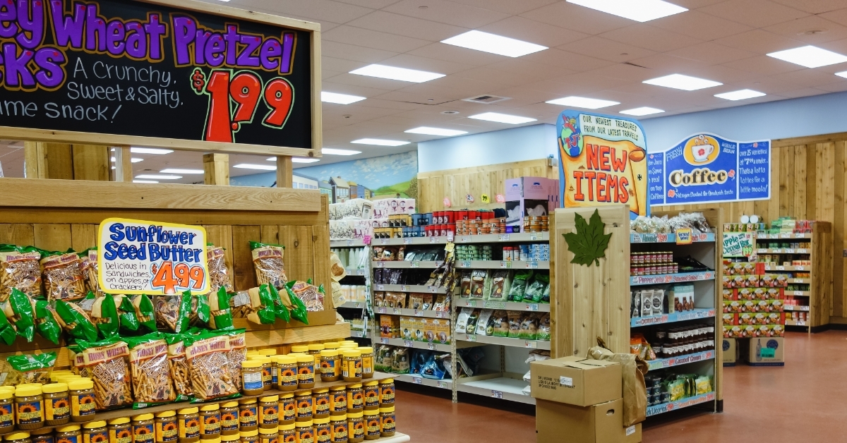 Shelves with products inside Trader Joe's