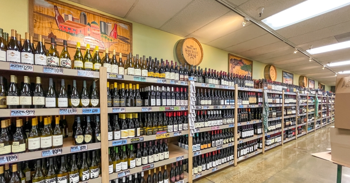 Wine aisle at local Trader Joe's