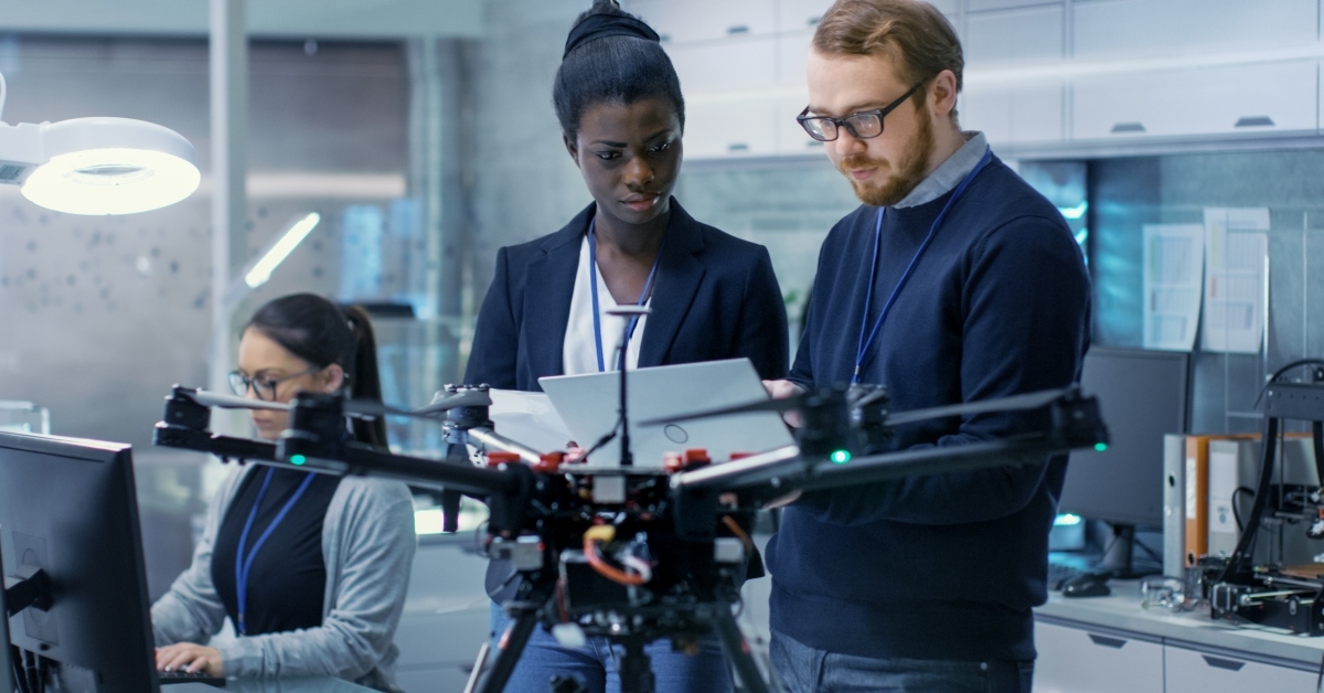 engineers working on a drone project
