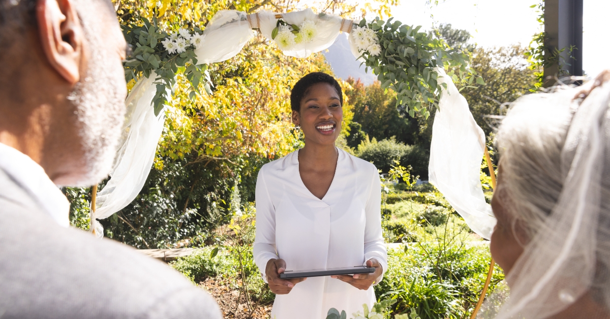senior couple at wedding
