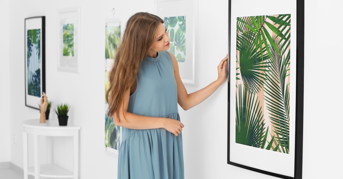tropical foliage in art gallery