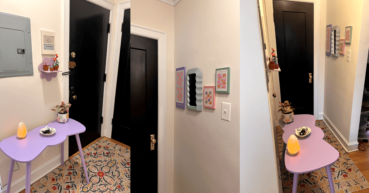 Foyer decorated with items from Five Below