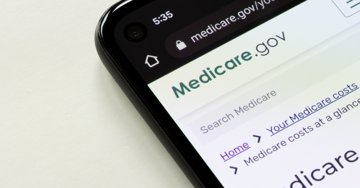 Medicare website on smartphone screen