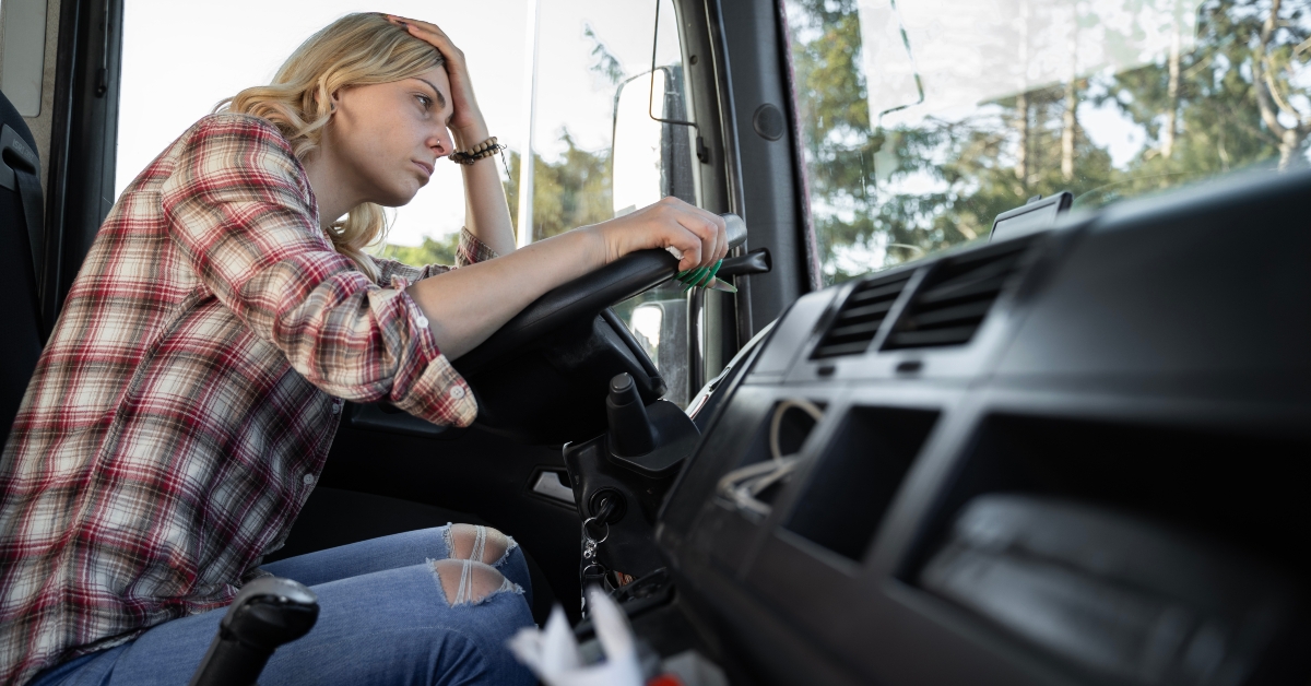 depressed woman truck driver