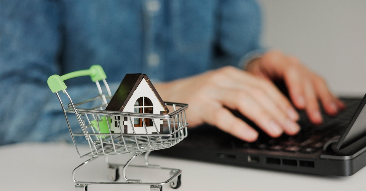 man shopping online using laptop concept