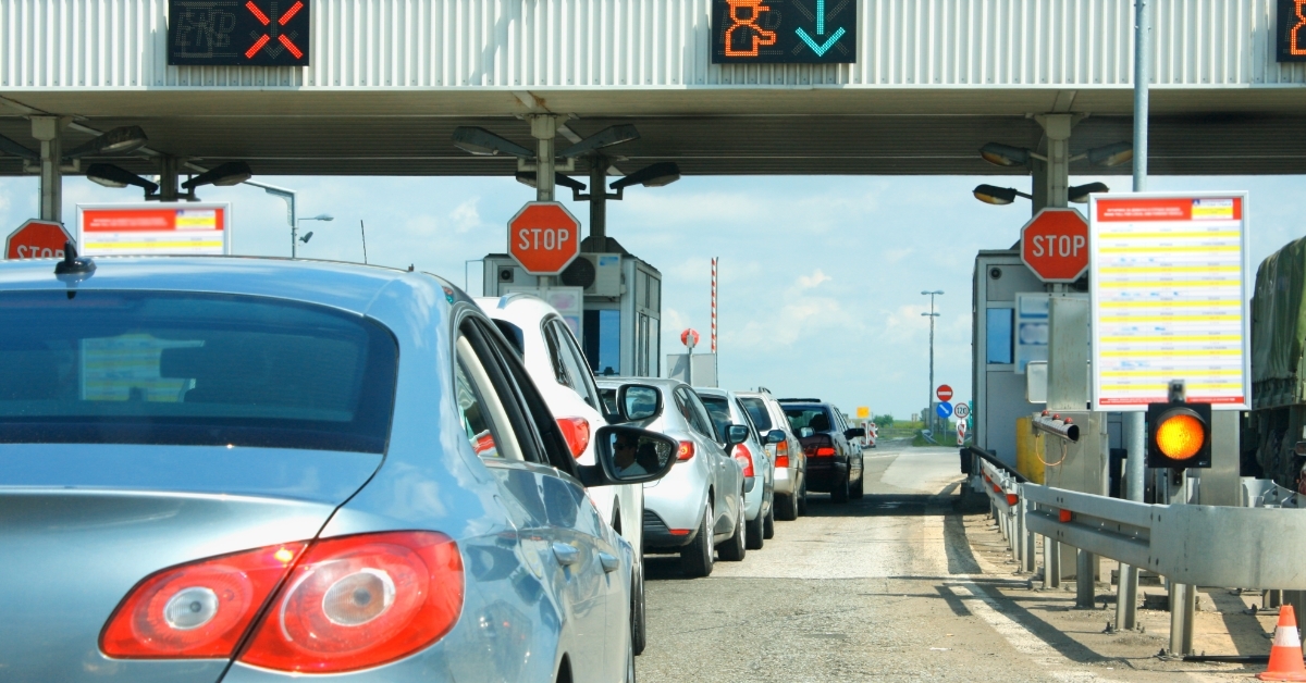 traffic jam on pay toll station