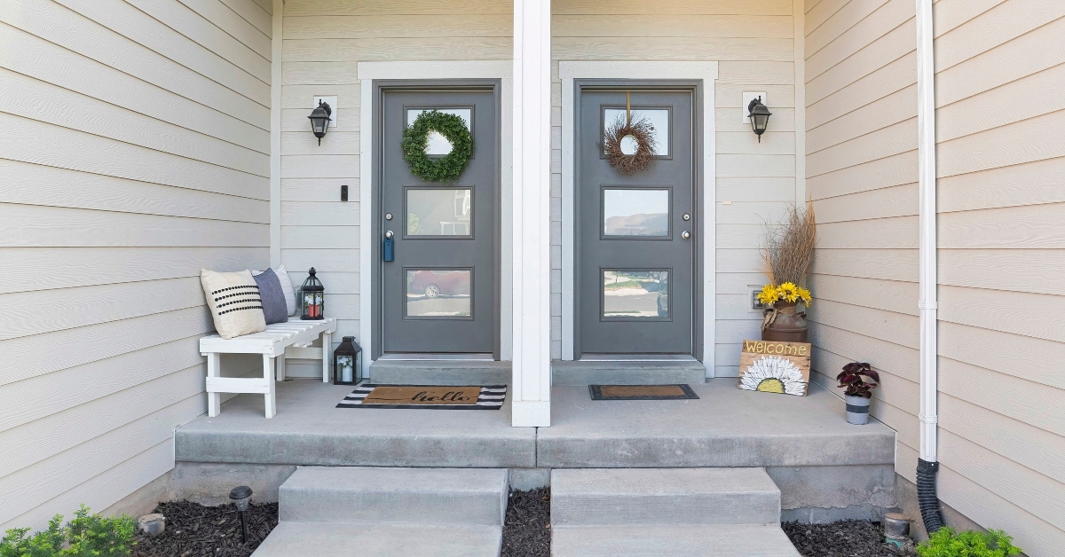 front door of a townhouse