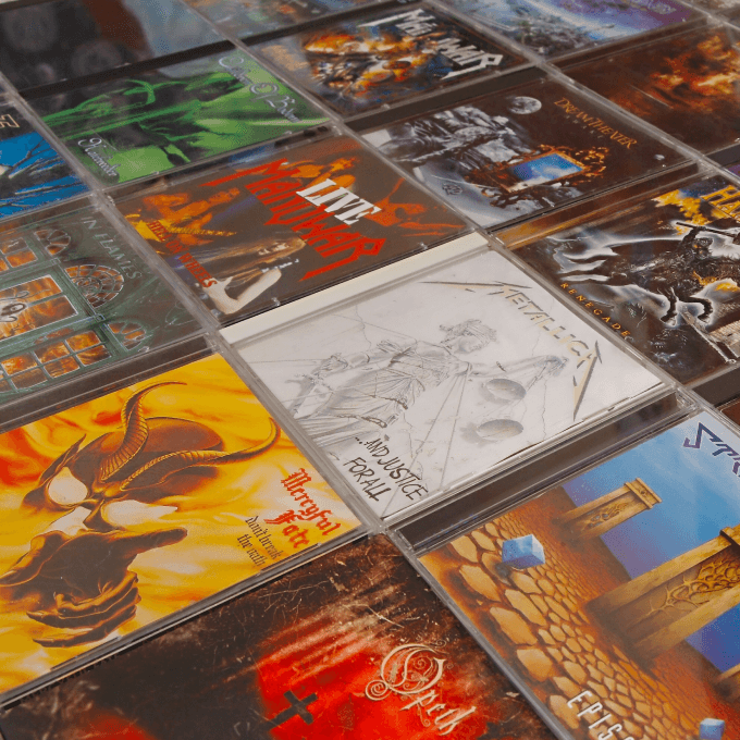 Heavy metal music CDs from various bands