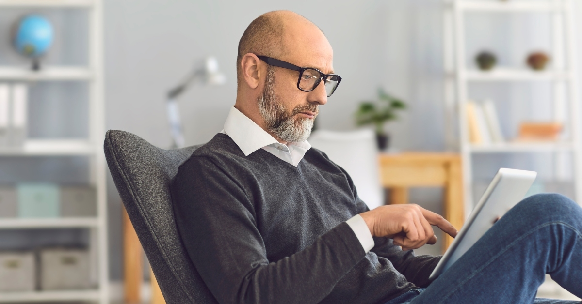 mature man with glasses