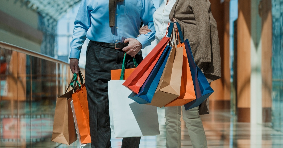 senior couple with purchases