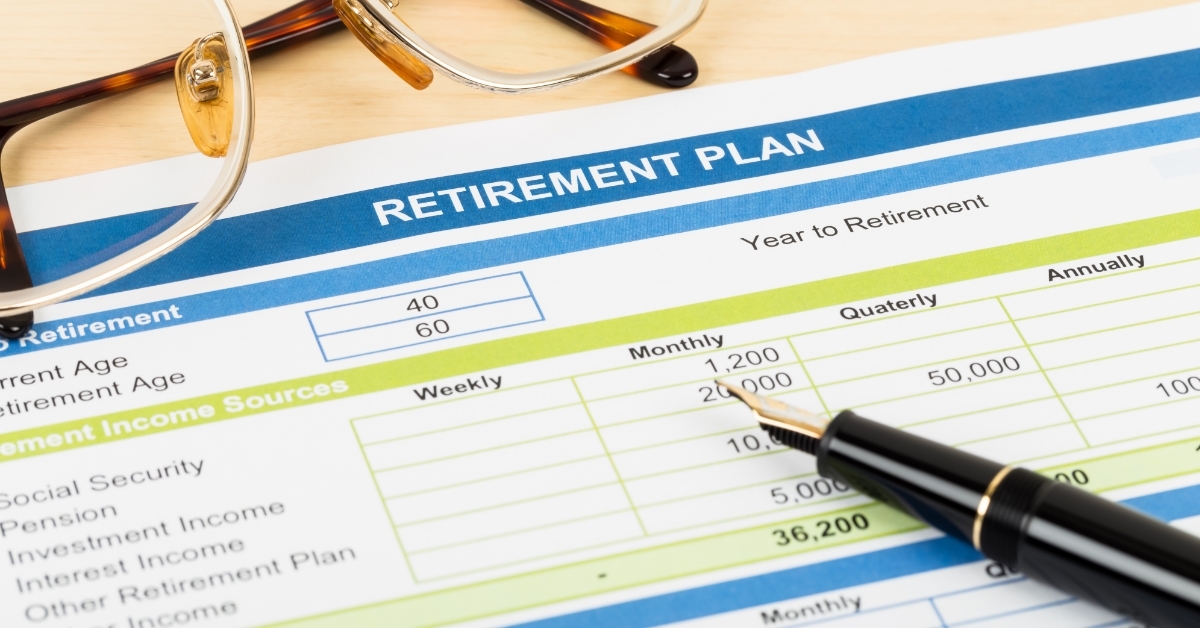 Retirement plan with glasses and pen