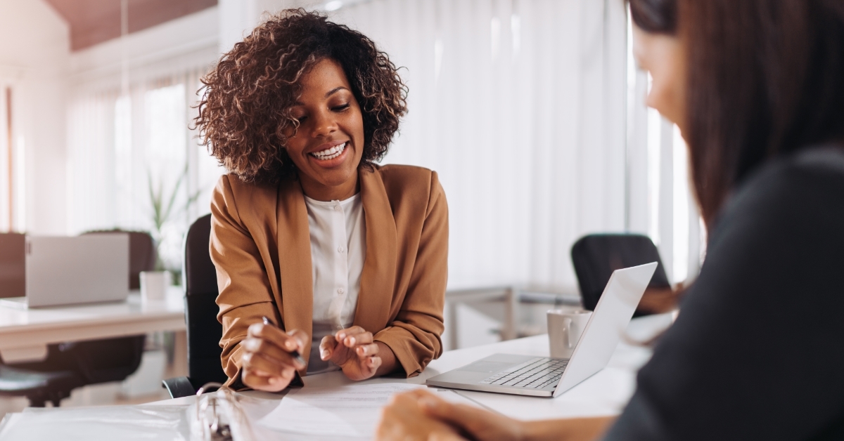 Client consulting with finance agent