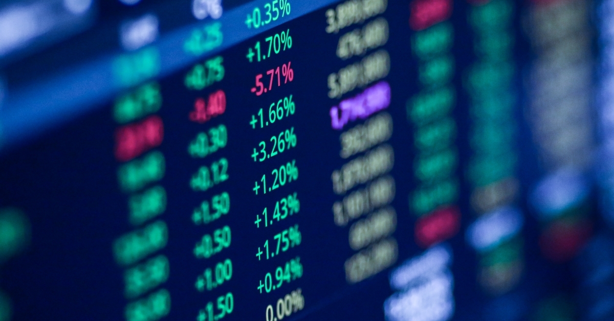 Stock exchange market chart on led display