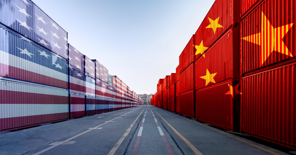 china us shipping containers import export concept