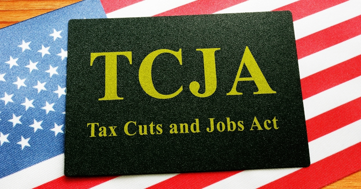 Tax Cuts and Jobs Act on flag