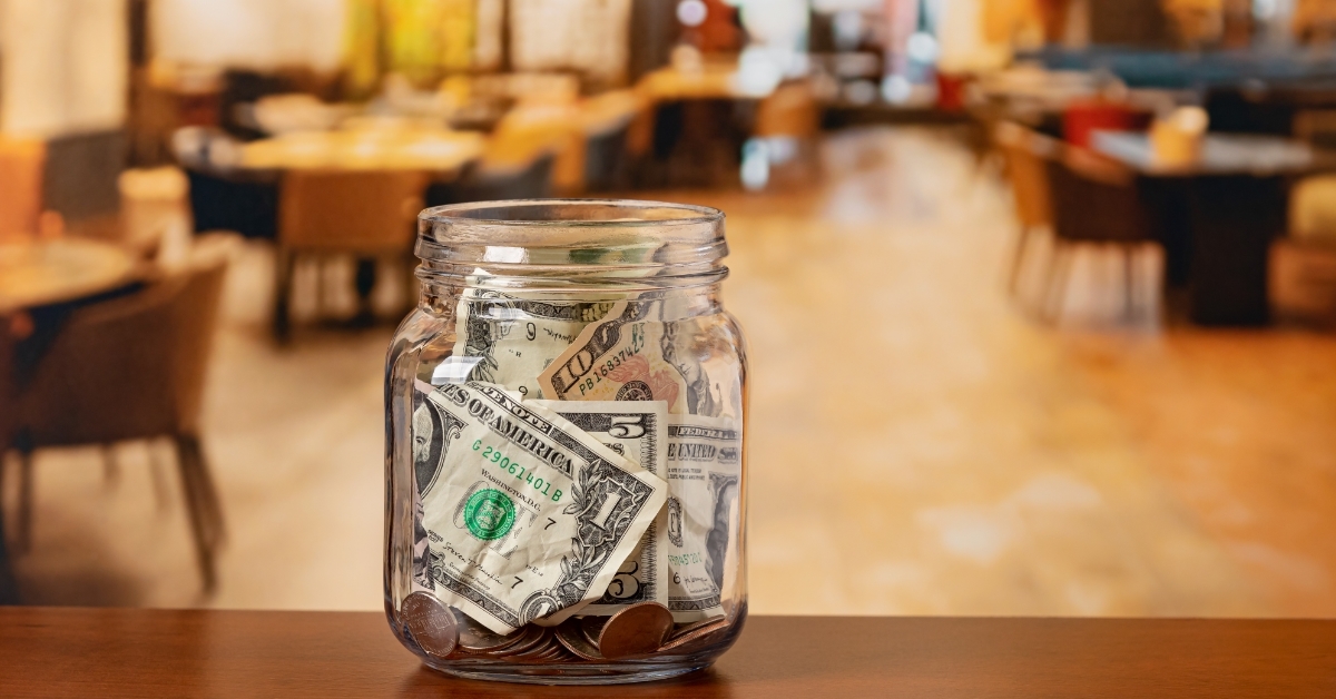 tip jar in restaurant dining room