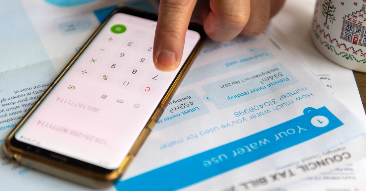 using a phone calculator 