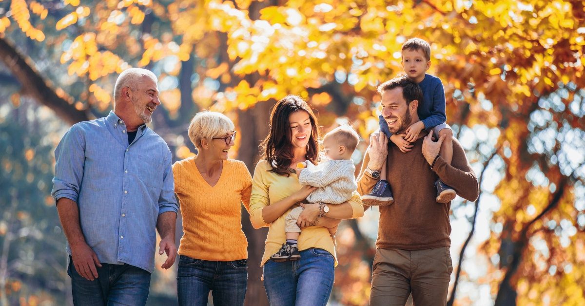 Family in autumn park