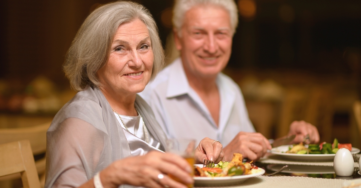 mature couple at restaurant