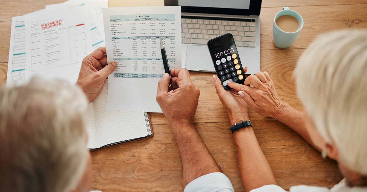 senior couple doing budget