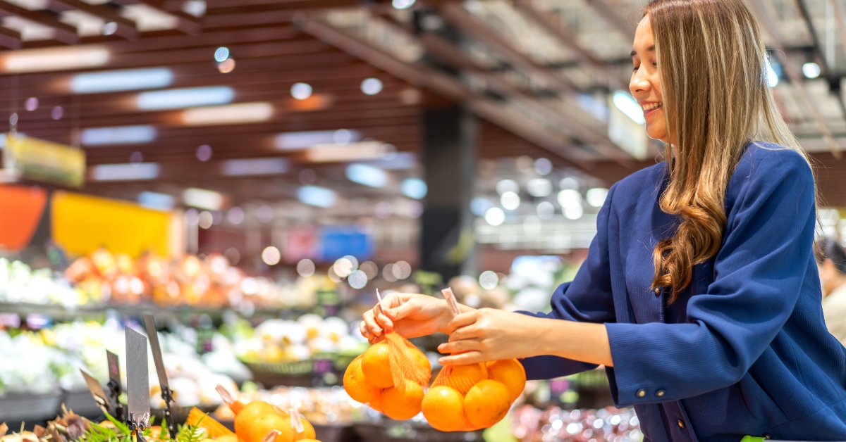 Woman buying vegetable and fruit 