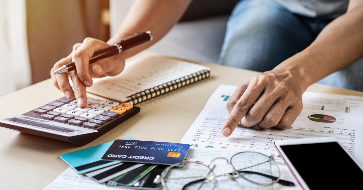 woman checking bills